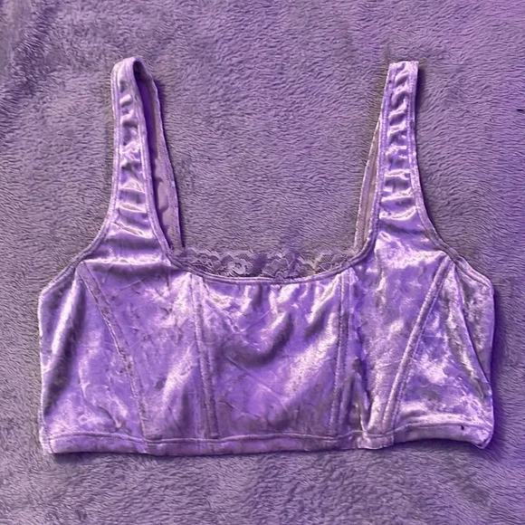 Silver Velvet Lace Bralette 🤍 - Picture 3 of 4